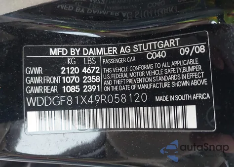 2009 Mercedes-Benz C 300 Luxury 4Matic/Sport 4Matic из США, поврежденный, VIN WDDGF81X49R058120